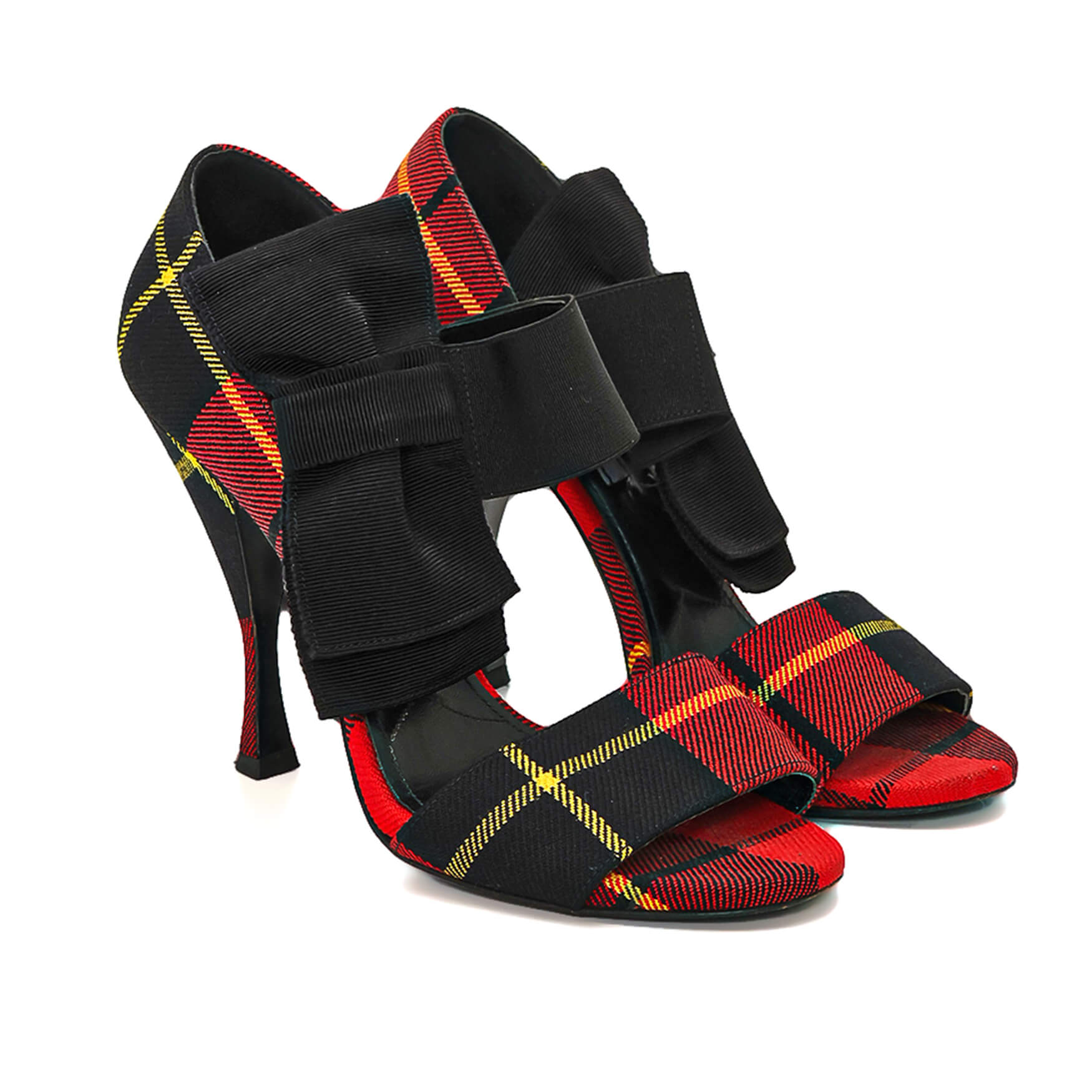 Prada - Red Tartain Bow Pumps